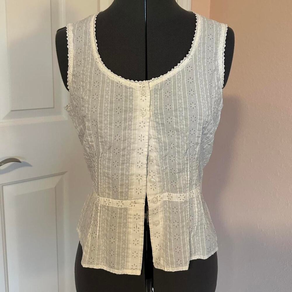 vintage y2k emma james cream white lace vest button up coquette chic cotton